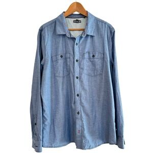 Toad & Co Men’s Large Honcho Dos Long Sleeve Button Up Shirt Blue Chambray